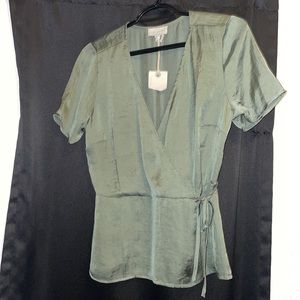 Lucky Brand Satin Wrap Blouse